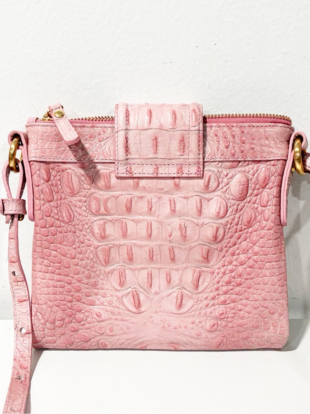 Brahmin Leather Melbourne Manhattan Crossbody Bag Light Pink Gold Hardware - Picture 6 of 6